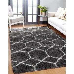 New  Luxury Black/White Geometric Area Rug